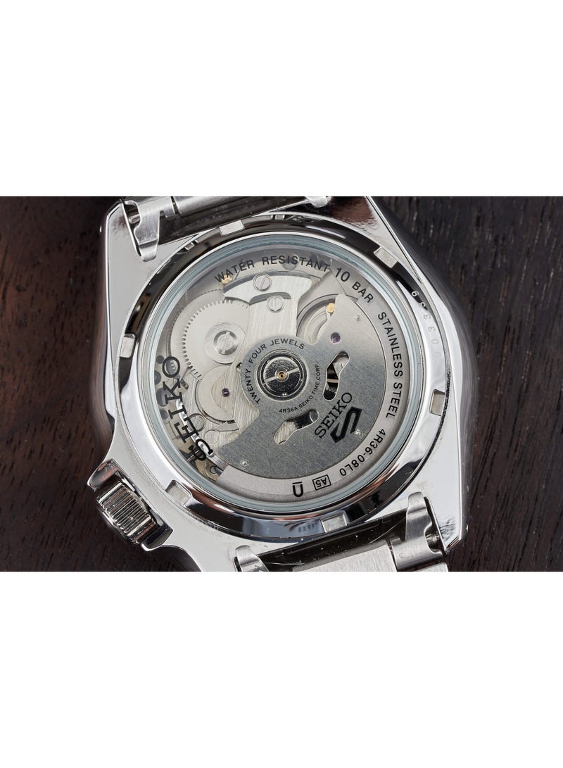 Seiko ساعة سيكو 5 سبورت الأوتوماتيكية SRPE55K1، 40 مم قرص أسود، سوار من الفولاذ المقاوم للصدأ، مقاومة للماء حتى 100 م - Image 5