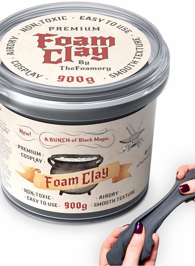The Foamory Moldable Cosplay Foam Clay (Black) by - High Density - 900g - Air Dries Like EVA Foam, Light Weight, Sands and Paints Easily, Non-Toxic - Image 1