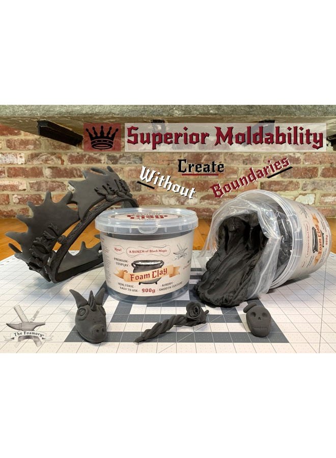 The Foamory Moldable Cosplay Foam Clay (Black) by - High Density - 900g - Air Dries Like EVA Foam, Light Weight, Sands and Paints Easily, Non-Toxic - Image 2