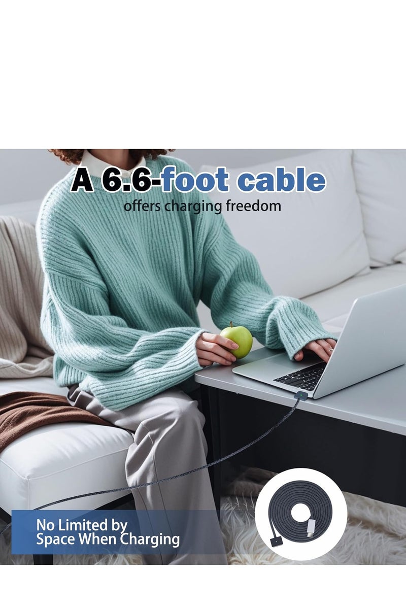 كيبل مضفر USB-C الى 3 طاقة مغناطيسي 140 واط، متوافق مع ماك بوك برو M1/M2/M3 برو/ماكس 14/16 انش 2021/2022/2023 وماك بوك اير 13.6 انش/15.3 انش M2/M3 2022/2023/243-2.2.2 0 م (منتصف منتصف ليلي) - Image 5