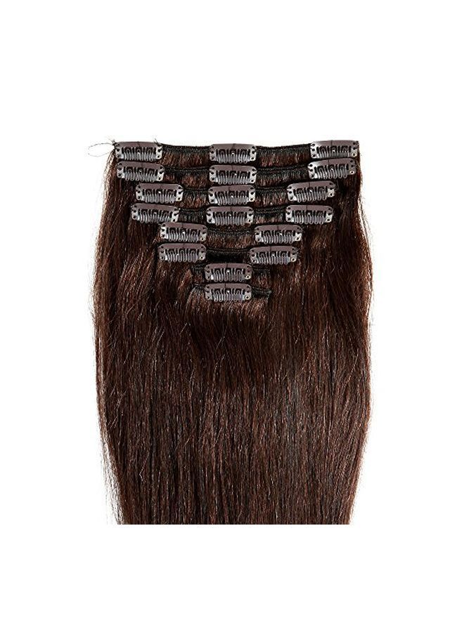 NIBEMINENT 8-Piece Clip In Hair Extension Set 2 Dark Brown 16inch - Image 2