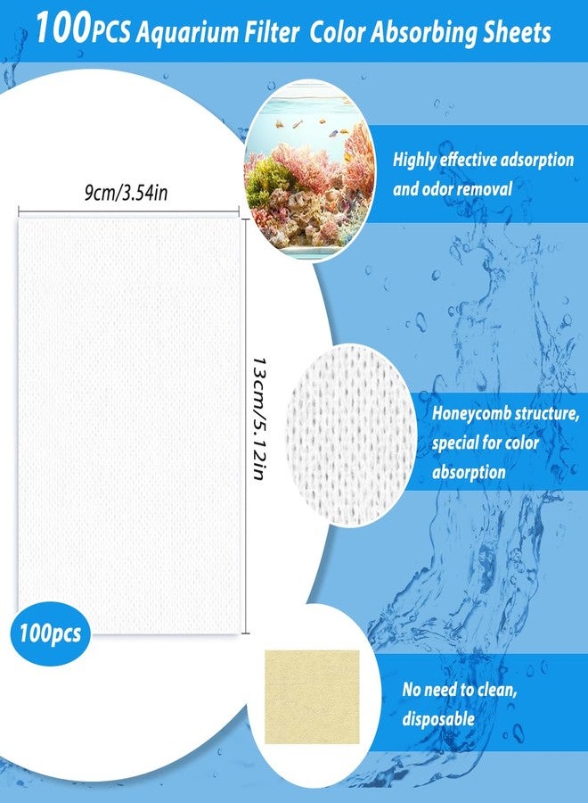 Qpets® 100PCS Aquarium Filter Floss Color Absorbing Sheets, Fish Tank Filter Media Pads for Removing Yellow Water, Aquarium Water Purification Filter Paper, 9 × 13 cm (White) - Image 2
