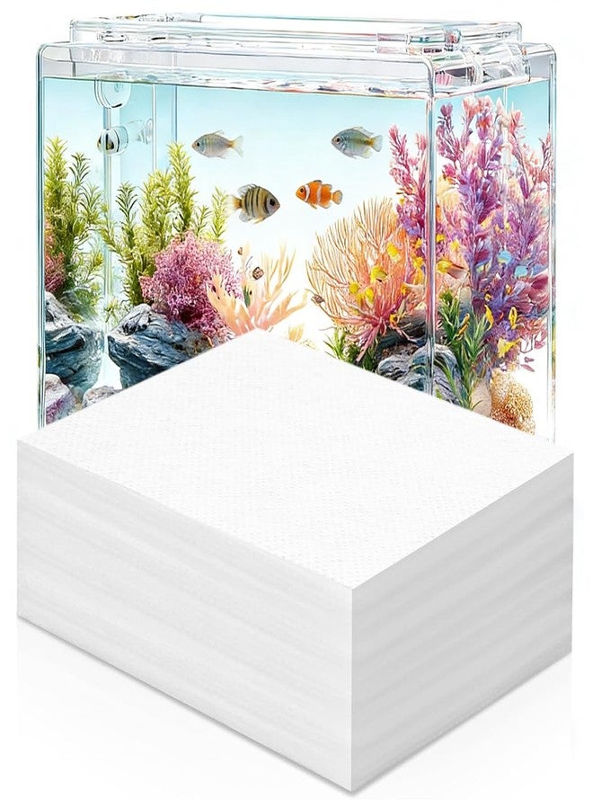 Qpets® 100PCS Aquarium Filter Floss Color Absorbing Sheets, Fish Tank Filter Media Pads for Removing Yellow Water, Aquarium Water Purification Filter Paper, 9 × 13 cm (White) - Image 1