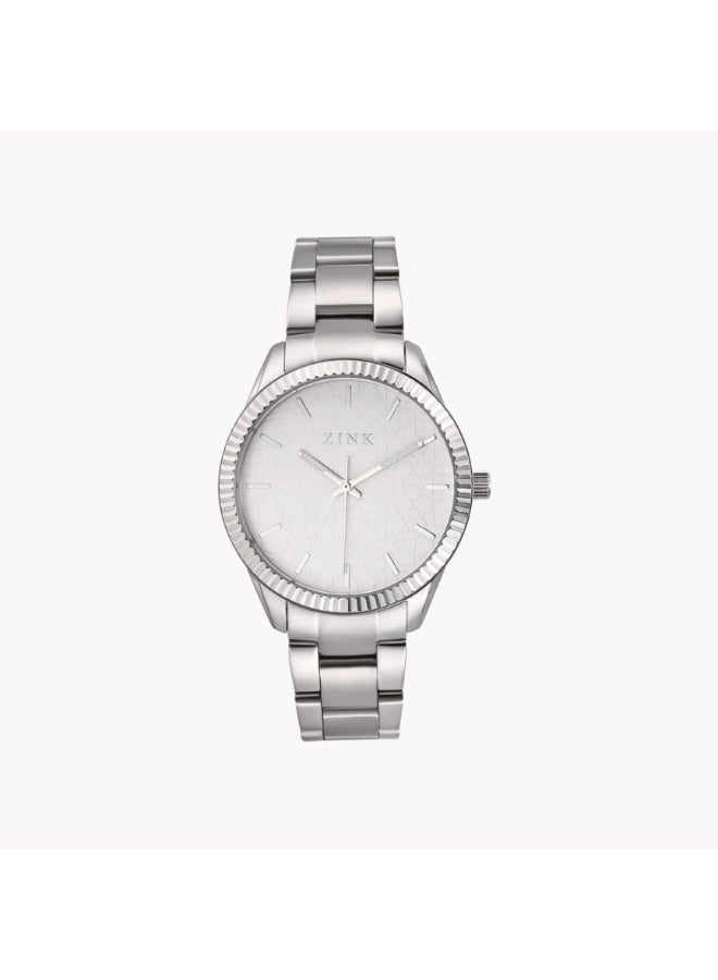 زنك ساعة زينك النسائية الفولاذية الفضية التناظرية | ZK128L1SS-16 - Image 1