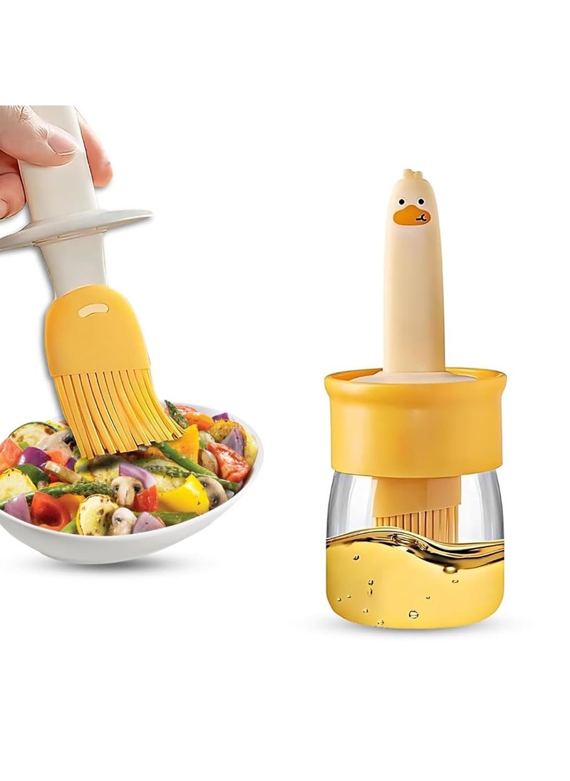 BUSA Busa Plastic Oil Dispenser with Cute Duck Silicone Brush, Transparent Oil Bottle Ideal for Storing & Pouring Liquids, Refined Oils, Olive Oil, Vinegar - Multicolor (Duck Oil Dispenser)  - Image 1