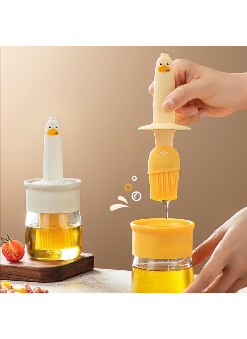 BUSA Busa Plastic Oil Dispenser with Cute Duck Silicone Brush, Transparent Oil Bottle Ideal for Storing & Pouring Liquids, Refined Oils, Olive Oil, Vinegar - Multicolor (Duck Oil Dispenser)  - Image 3