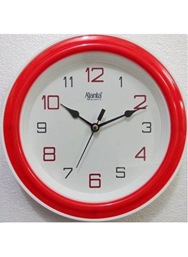 Ajanta 2147 Quartz Fancy Wall Clock – Red | Analog Design | Battery Operated | Stylish Home & Office Décor