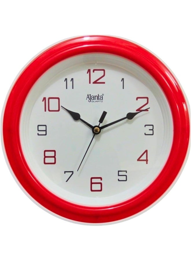 Ajanta 2147 Quartz Fancy Wall Clock – Red | Designer Sweep, Bold Numbers, Durable Plastic Frame | Stylish Wall Clock for Home & Office - Image 1