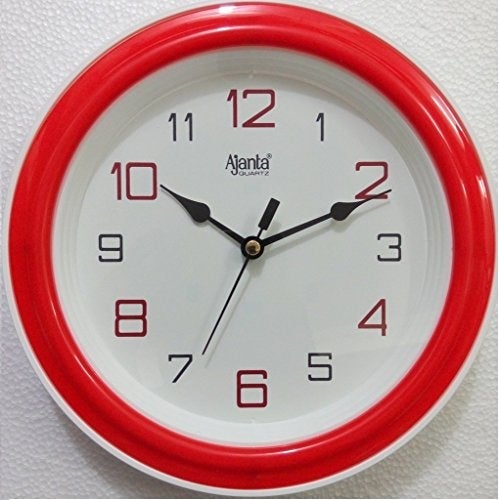 Ajanta 2147 Quartz Fancy Wall Clock – Red | Designer Sweep, Bold Numbers, Durable Plastic Frame | Stylish Wall Clock for Home & Office - Image 1