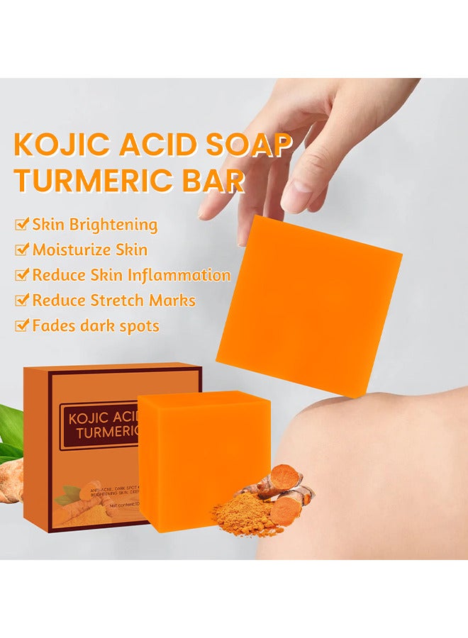 CARVENCHY Kojic Acid Soap Turmeric Bar, Anti-Acne Dark Spot Corrector Soap, Brightning Deep Cleansing Face And Body Turmeric Soap, Tretinoin Soap, Acne Facial Turmeric Kojic Acid Soap Bar - Image 3