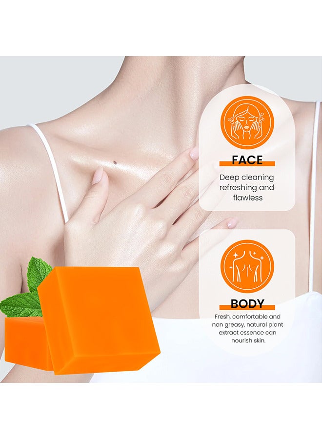 CARVENCHY Kojic Acid Soap Turmeric Bar, Anti-Acne Dark Spot Corrector Soap, Brightning Deep Cleansing Face And Body Turmeric Soap, Tretinoin Soap, Acne Facial Turmeric Kojic Acid Soap Bar - Image 4