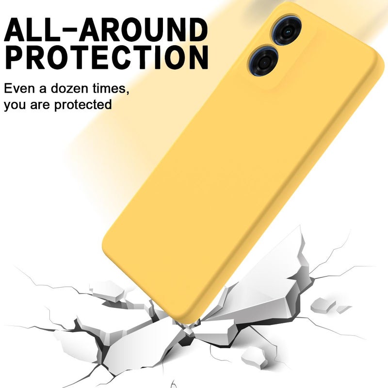 erorex For Motorola Moto G04S 4G / E14 4G Solid Color Liquid Silicone Dropproof Full Coverage Phone Case(Yellow) - Image 5