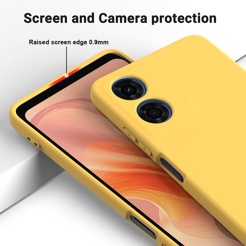 erorex For Motorola Moto G04S 4G / E14 4G Solid Color Liquid Silicone Dropproof Full Coverage Phone Case(Yellow) - Image 4