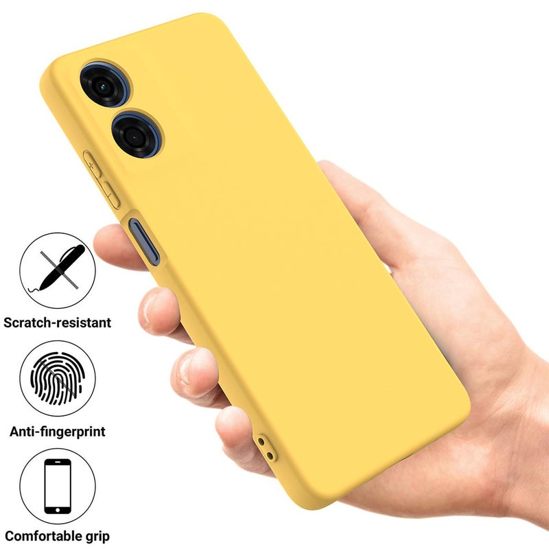 erorex For Motorola Moto G04S 4G / E14 4G Solid Color Liquid Silicone Dropproof Full Coverage Phone Case(Yellow) - Image 2