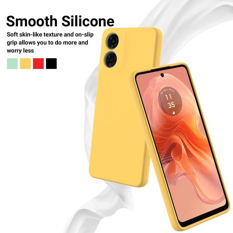 erorex For Motorola Moto G04S 4G / E14 4G Solid Color Liquid Silicone Dropproof Full Coverage Phone Case(Yellow) - Image 3