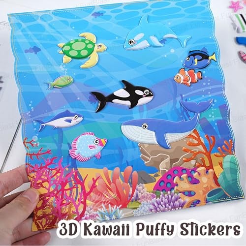 FunBlast Ocean Theme Stickers Set – Kawaii Puffy Stickers for Kids, 3D Stickers for Girls, Aesthetic Sticker, Cute Sticker, (Random Ocean Design) - Image 3