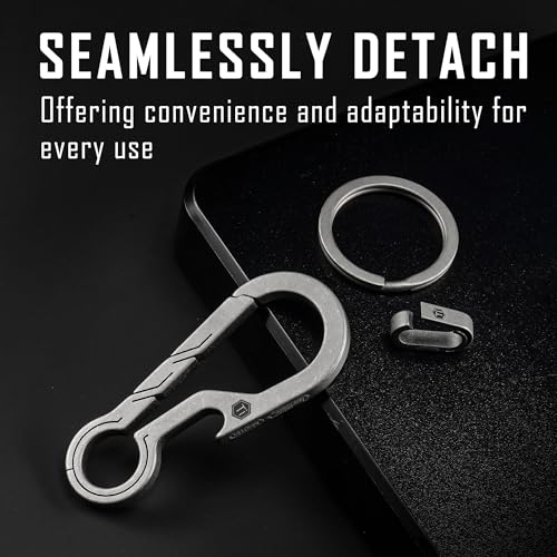 KeyUnity KM01M Titanium EDC Keychain Clip with Bottle Opener, Quick Release Carabiner Key Ring Holder for Men - Image 5