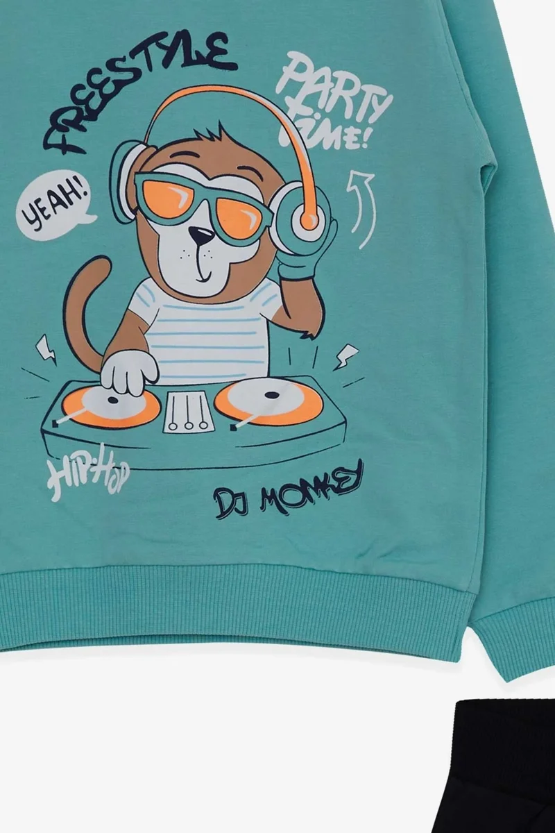Breeze Boys Tracksuit Set Dj Monkey Printed Mint Green (1.5-4 Years)