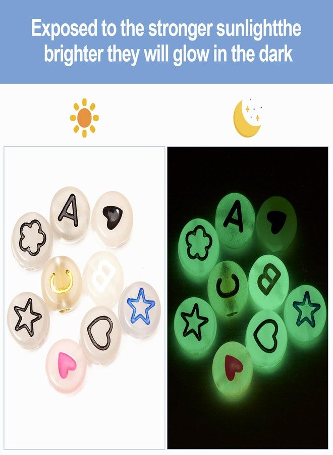 KISSITTY 800pcs Glow in The Dark Letter Beads Luminous Acrylic Glowing Alphabet Beads Flat Round Letter Beads for Bracelets Jewelry Making DIY Crafts Gifts - Image 5