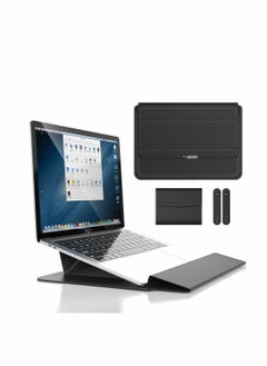 Roll over image to zoom in Laptop Case, Smart All-in-One Protective Carrying Case | Invisible Stand Wrist Rest Storage Bag For 15.4/15.6/16.1 inch Inner Sleeve (Black)