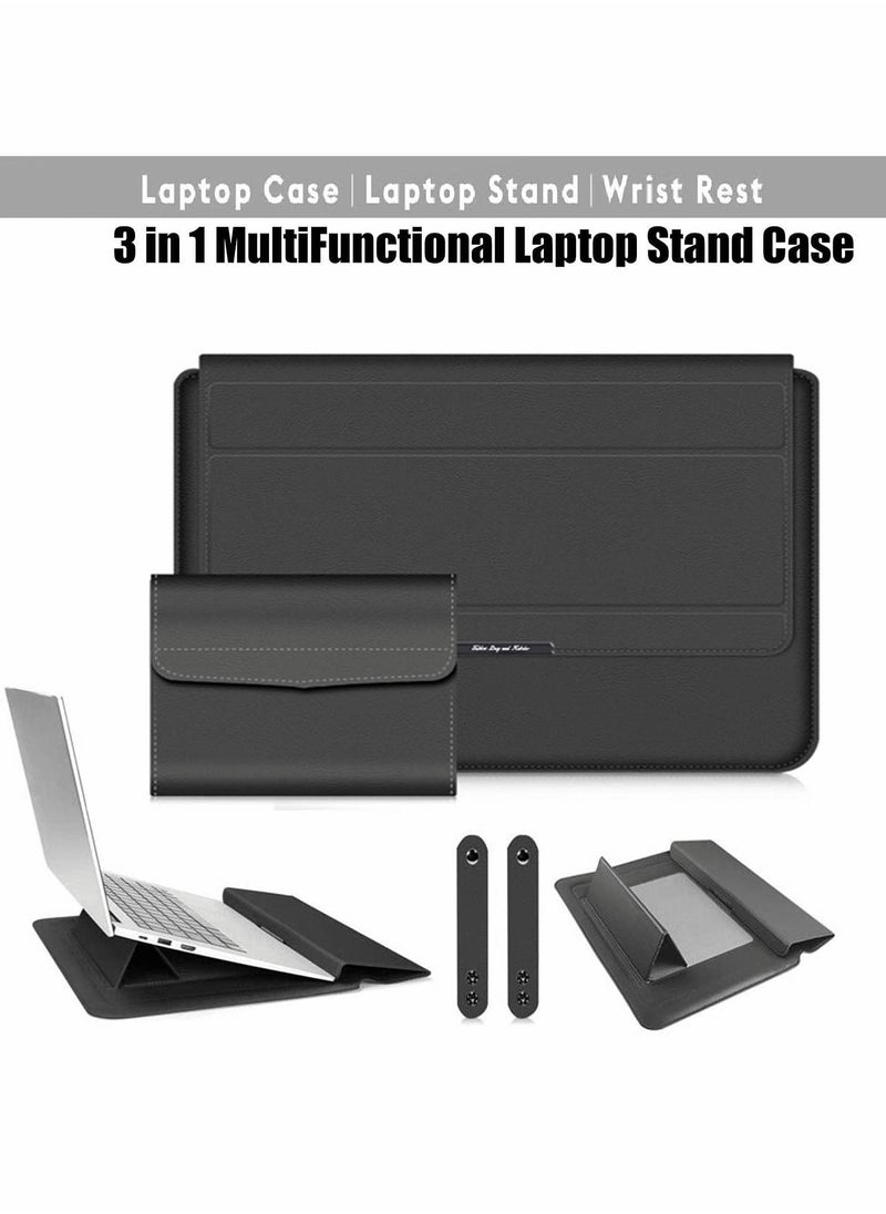 Y&D - Roll over image to zoom in Laptop Case, Smart All-in-One Protective Carrying Case | Invisible Stand Wrist Rest Storage Bag For 15.4/15.6/16.1 inch Inner Sleeve (Black) - Image 1
