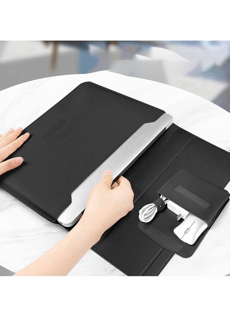 Y&D - Roll over image to zoom in Laptop Case, Smart All-in-One Protective Carrying Case | Invisible Stand Wrist Rest Storage Bag For 15.4/15.6/16.1 inch Inner Sleeve (Black) - Image 1