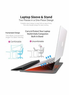 Y&D Roll over image to zoom in Laptop Case, Smart All-in-One Protective Carrying Case | Invisible Stand Wrist Rest Storage Bag For 15.4/15.6/16.1 inch Inner Sleeve (Black)  - Image 2