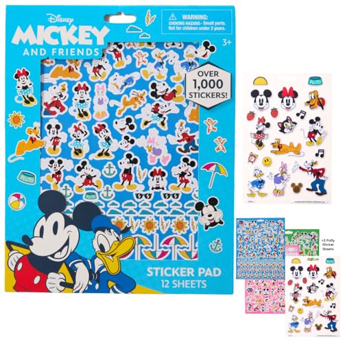 Innovative Designs Disney Mickey Mouse Stickers for Kids - 12 Sheet Mickey Mouse Sticker Book Set With Puffy and Regular Stickers - 1000+ - Mickey & Friends, Minnie, Donald, Daisy, Goofy - Image 1