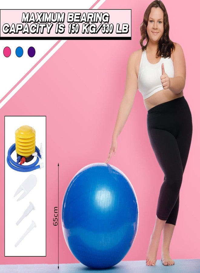 Jerify 3 Pcs Exercise Ball Inflatable Yoga Ball for Pregnancy Pilates Core Workout Equipment with Pump and Plug for Chair Fitness Stability Balance Birthing Gym Home Office Support 330lbs(26 Inch) - Image 2