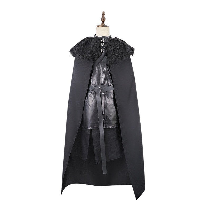 Game of Thrones Jon Snow Cosplay Costume Full set; cape waistband shoulder strap * 2 trouser skirt gloves 