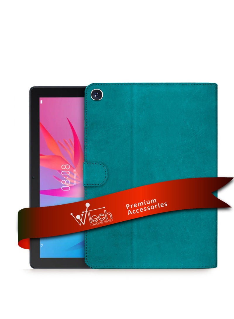 دبليو تيك غطاء حماية قلاب من جلد البولي يوريثان لهاتف هونور باد X8 / X8 لايت 2022 / هواوي MatePad T 10s / T 10 / T10s (10.1 بوصة) 2020 (AGS3-L09، AGS3-W09) أخضر بحري - Image 1