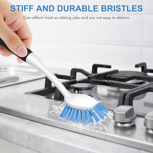 SetSail Dish Brush with Handle, 2 Pack Stiff Bristles Dish Scrubber with Built-in Scraper Dish Scrub Brushes for Cleaning Dishes, Pots and Pans, Kitchen Sink - Image 4