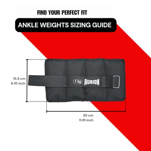 Aurion Ankle Weight Bands 1kg x 2 | Adjustable Wrist Weights for Women & Men | Durable & Quality Polyester Resistance Bands for Walking, Jogging, Gym & Home Workout | Multi-Purpose | (Black) - Image 3