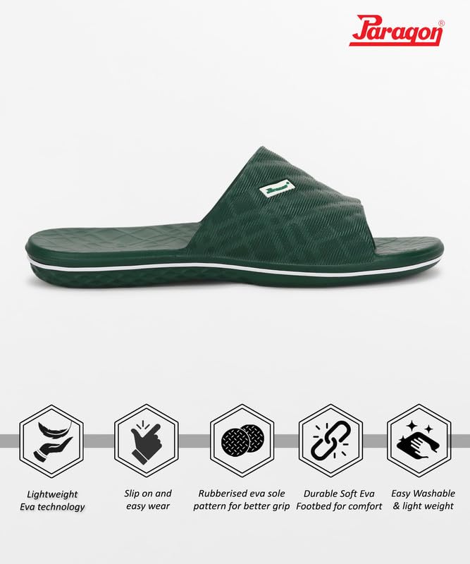 PARAGON K3402G Slippers for Men | Comfortable, Lightweight, Durable Flip Flops with Rubberised EVA Sole | Easy Washable Slip Ons | Ideal for Everyday Use Olive - Image 3