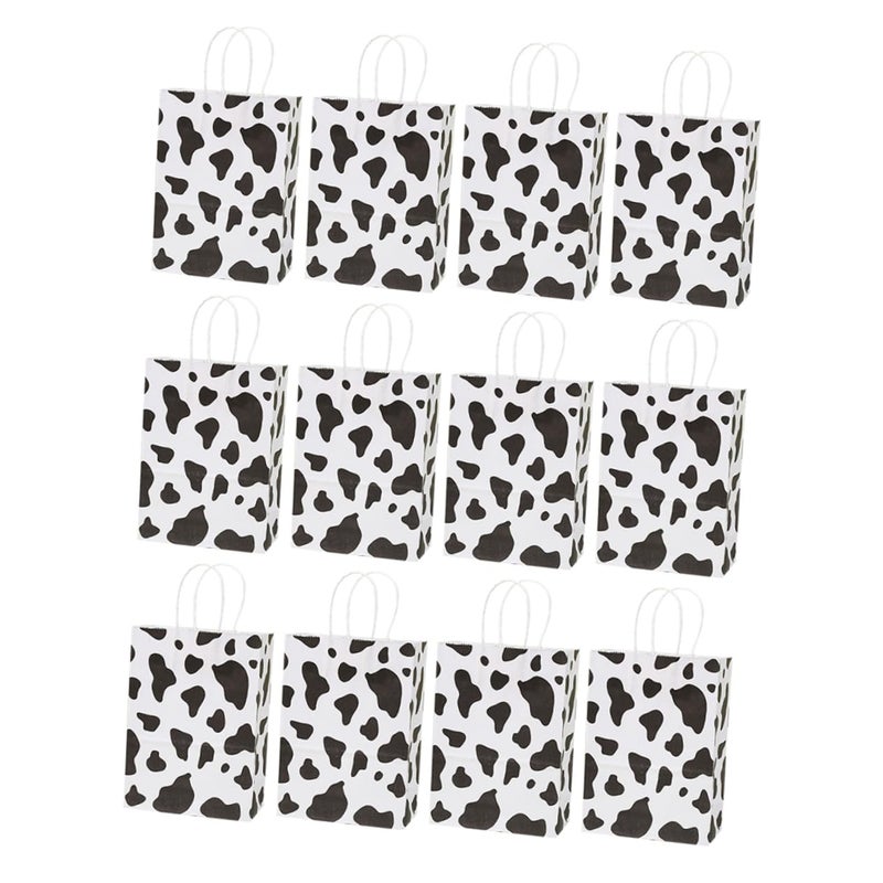 12 Pcs Cow Print Party Bags With Handles For Birthday Decorations And Favors - Image 2