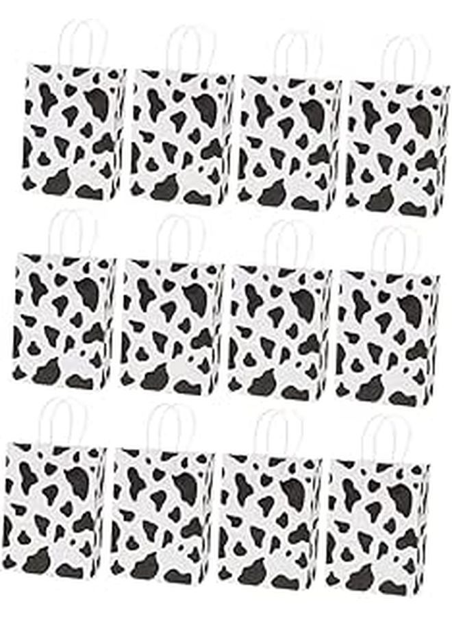 12 Pcs Cow Print Party Bags With Handles For Birthday Decorations And Favors - Image 1