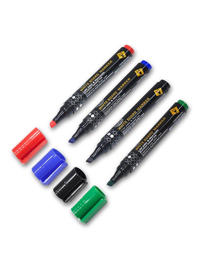 FIS® White Board Marker, Broad Line Size, Waterproof, Low Odor, Non-Toxic, Alcohol Based Ink, Chisel Tip Style, Set of 4 Pieces, Assorted Color(Black, Blue, Red & Green)-FSMKWB04-4 - Image 1