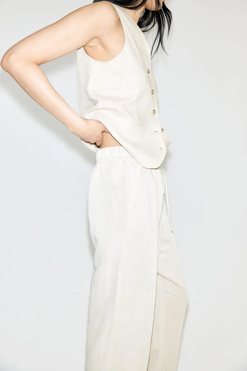 H&M Linen-blend drawstring trousers