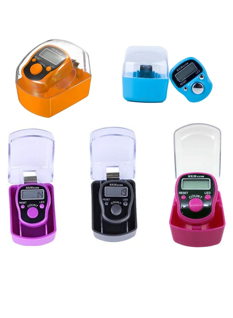 5 Pcs Digital Tasbeeh Tally Counter Mini Digital Finger Counter Clicker Counter Electronic Hand Tasbih Counter Multicolor 