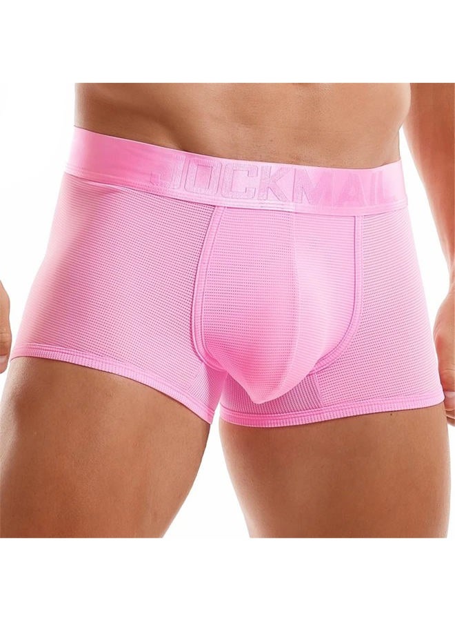 JOCKMAIL Mens Boxer Shorts Underwear Wide Belt Mens Underwear Trunks Boxerbriefs Men underpants, Pink, L - Image 2