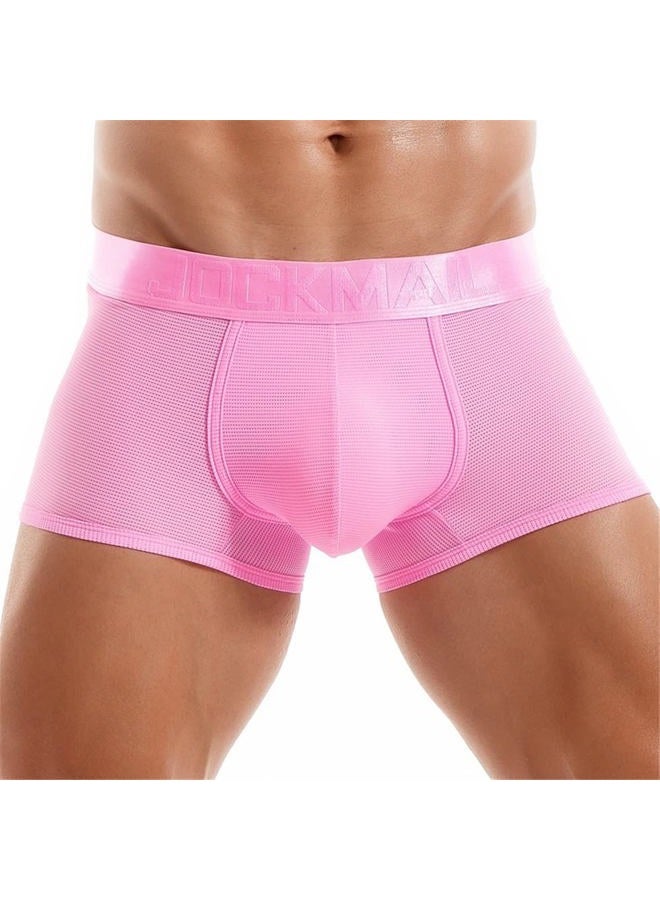 JOCKMAIL Mens Boxer Shorts Underwear Wide Belt Mens Underwear Trunks Boxerbriefs Men underpants, Pink, L - Image 1