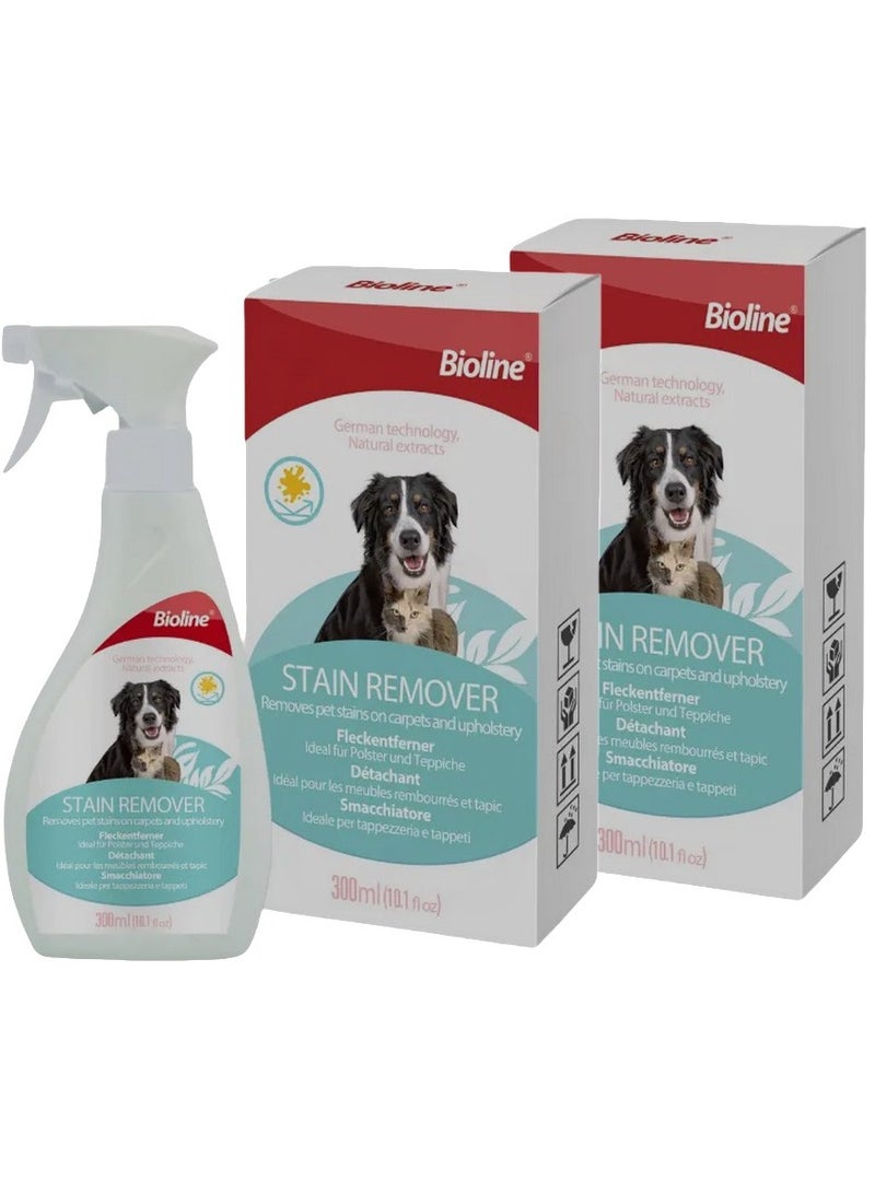 بايولاين بخاخ مزيل بقع الكلاب والقطط من بيولاين - مثالي للاستخدام على المفروشات والسجاد، 300 مل ( عبوتين ) - Image 1
