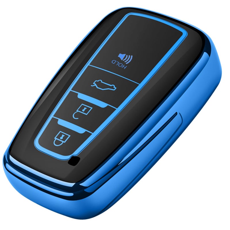 Tukellen for Toyota Key Fob CoverSpecial Soft TPU Key Case Cover Protector Compatible with 20192025 Rav4 20182024 Camry 4Runner 20202022 Highlander Corolla Prius Avalon CHR GT86Blue