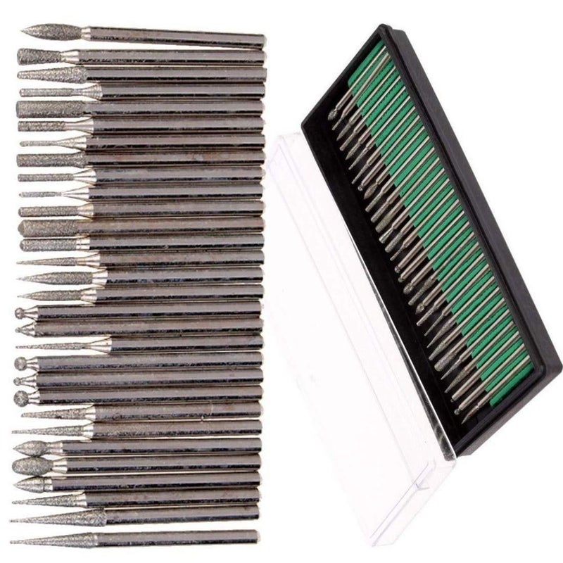 DIY Crafts DIY Crafts 30 Pieces Rotary Tool Bits Diamond Tipped Deburring and Engraving Set For a Range of Surfaces in a Variety of Sizes Shape No 1 Diamond Burr  - Image 2