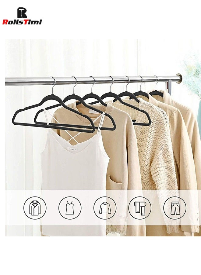 RollsTimi  50-Piece Non-Slip Velvet Cloth Hanger Set Black - Image 2