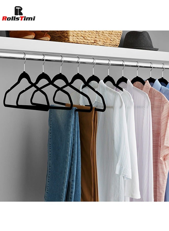 RollsTimi  50-Piece Non-Slip Velvet Cloth Hanger Set Black - Image 4