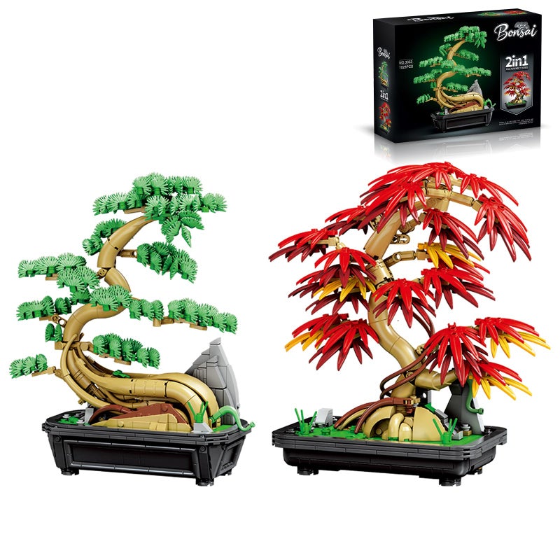 APENGBAOL 2-in-1 Bonsai Tree Building Set 1023 Pcs Red Maple & Pine Plant Model Kit for Adults Botanical Garden Collection Zen Home Decor & DIY Flower Construction Gift - Image 1