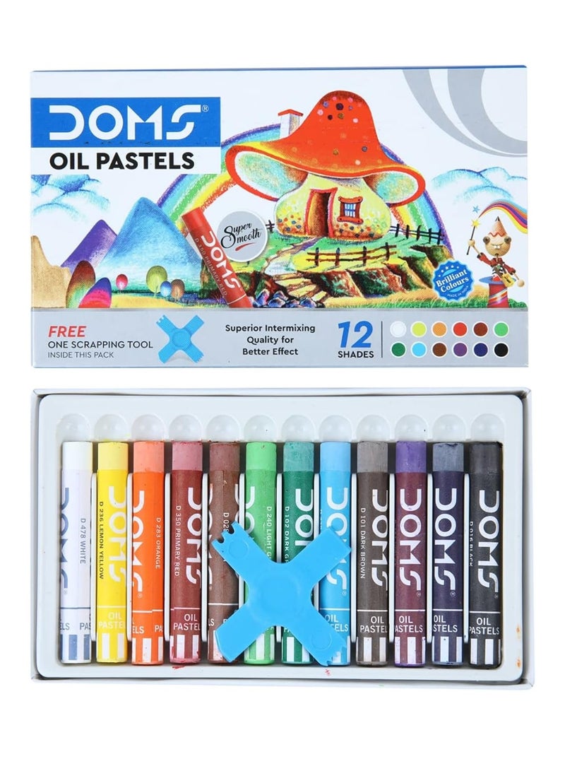 DOMS 12 قطعة من الباستيل الزيتي متعدد الألوان - Image 1