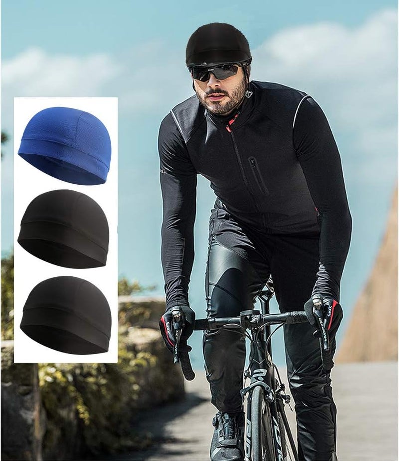 WSHSTS 3 Pack Cooling Skull Cap Helmet Liner Sweat Wicking Cycling Running Hat for Men Women - Image 3