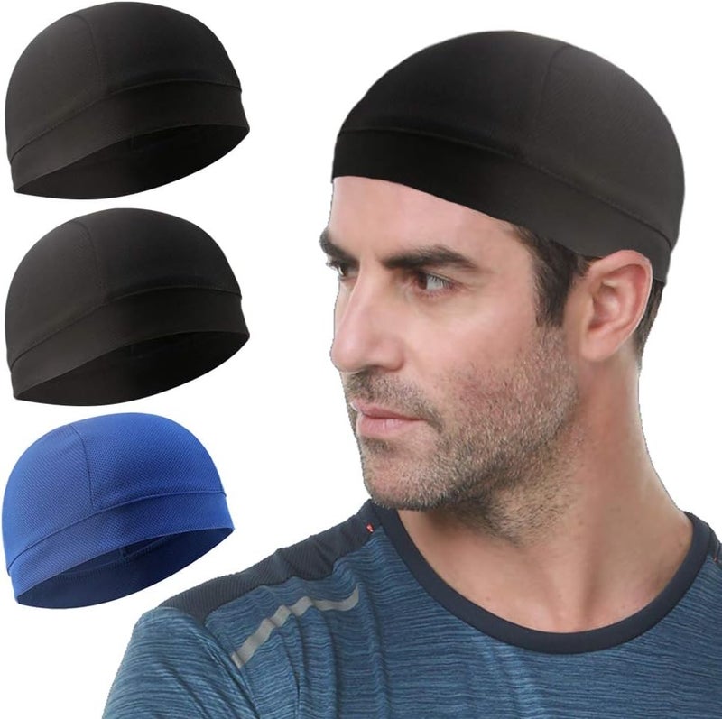 WSHSTS 3 Pack Cooling Skull Cap Helmet Liner Sweat Wicking Cycling Running Hat for Men Women - Image 2